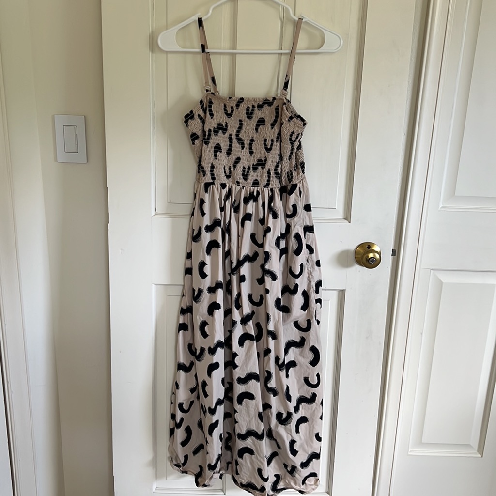 A New Day Strapless Smocked Tube Sundress With Removable Straps In Tan/Black